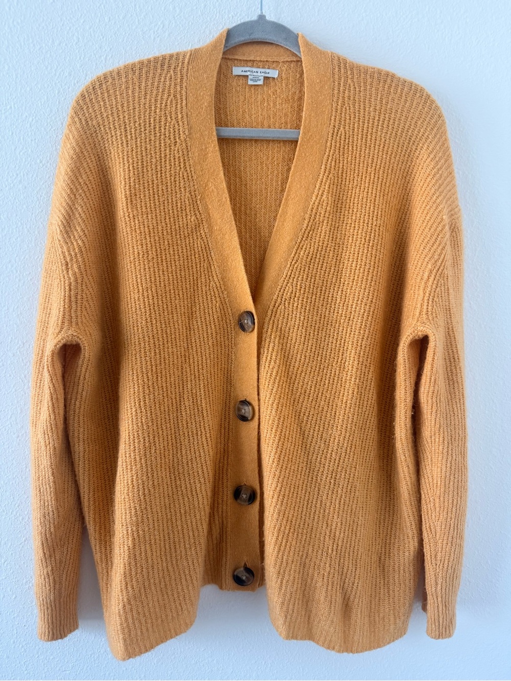 American Eagle Outfitters Mustard Button-Front Knit Cardigan
